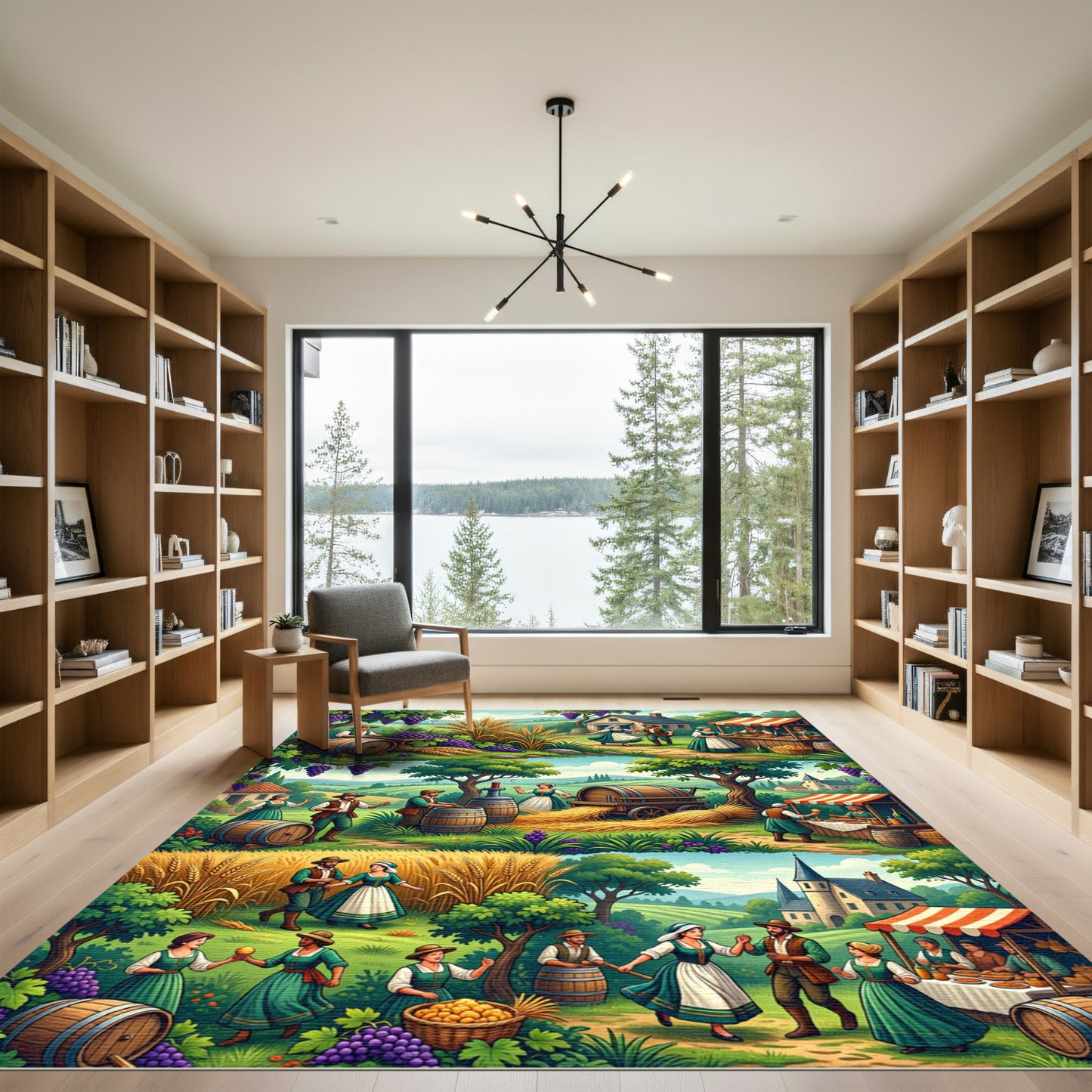 Harvest Scene Vignettes Medieval Countryside Rug