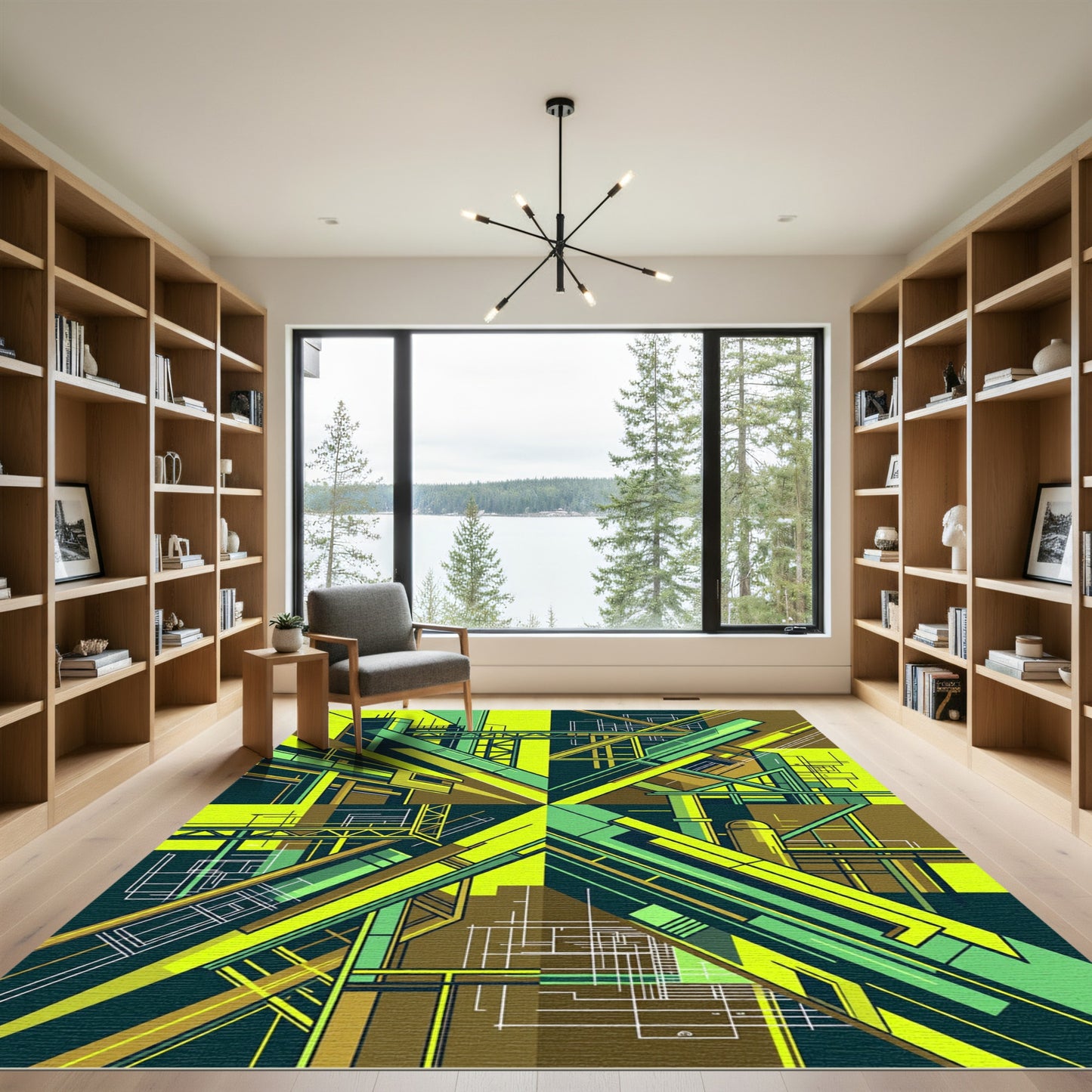 Abstract Geometric Industrial Green Rug
