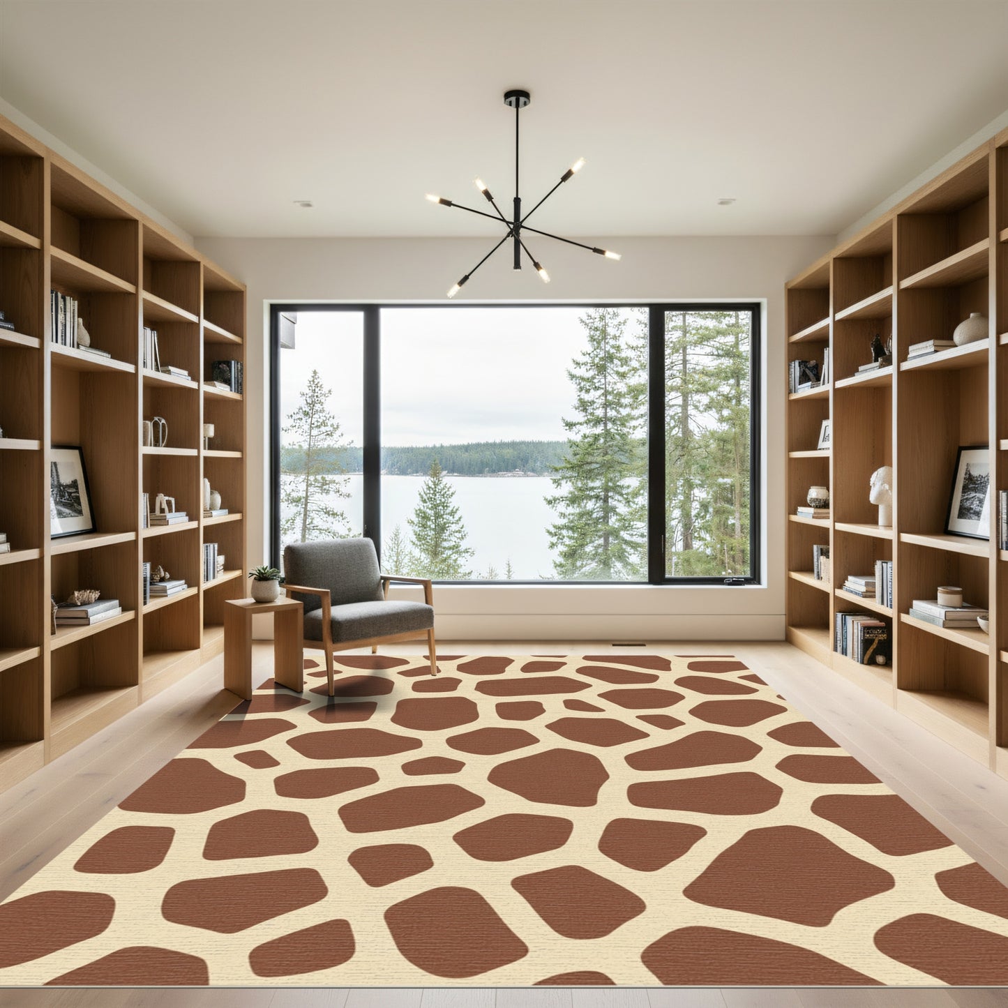 Brown Giraffe Print Irregular Shapes Rug