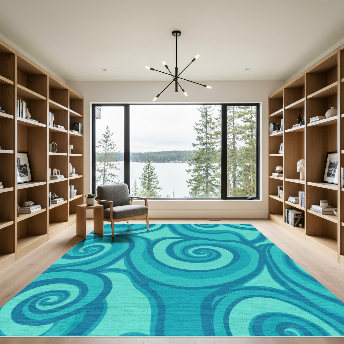 Aqua Swirl Ocean Waves Rug