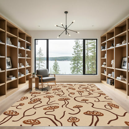 Mushroom Earthy Tone Organic Vine Rug