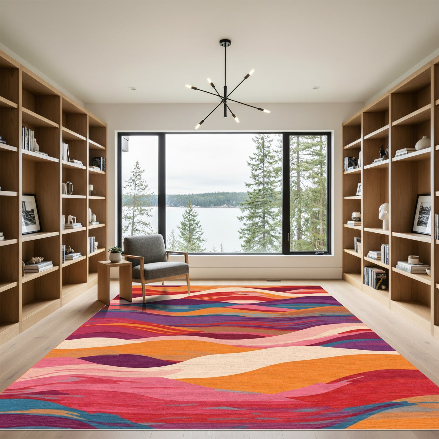 Vibrant Abstract Wavy Landscape Rug