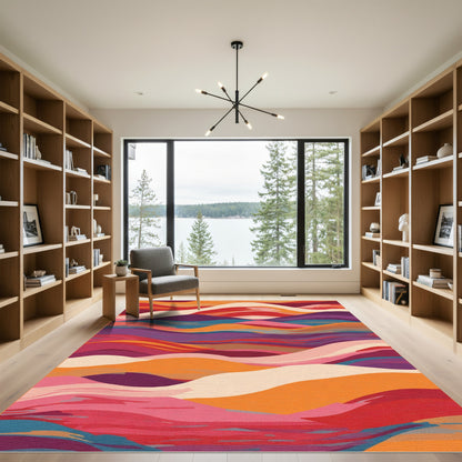 Vibrant Abstract Wavy Landscape Rug