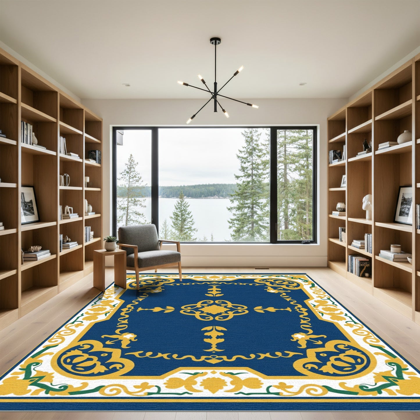 Ornate Sapphire Golden Bloom Rug