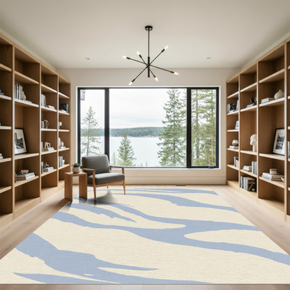 Soft Blue Organic Brushstroke Rug