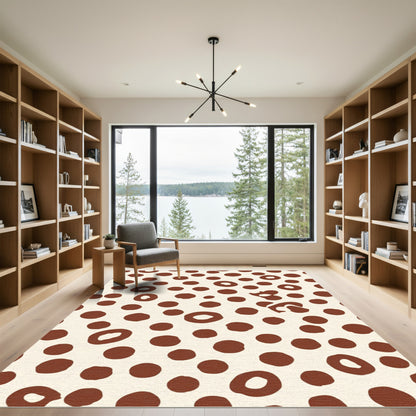 Brown Circles Scattered Contemporary Design Rug