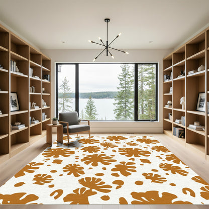 Warm Ochre Floral Spots Rug