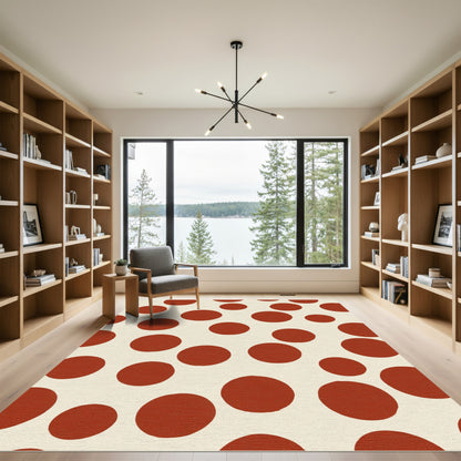 Terracotta Red Polka Dot Burst Rug