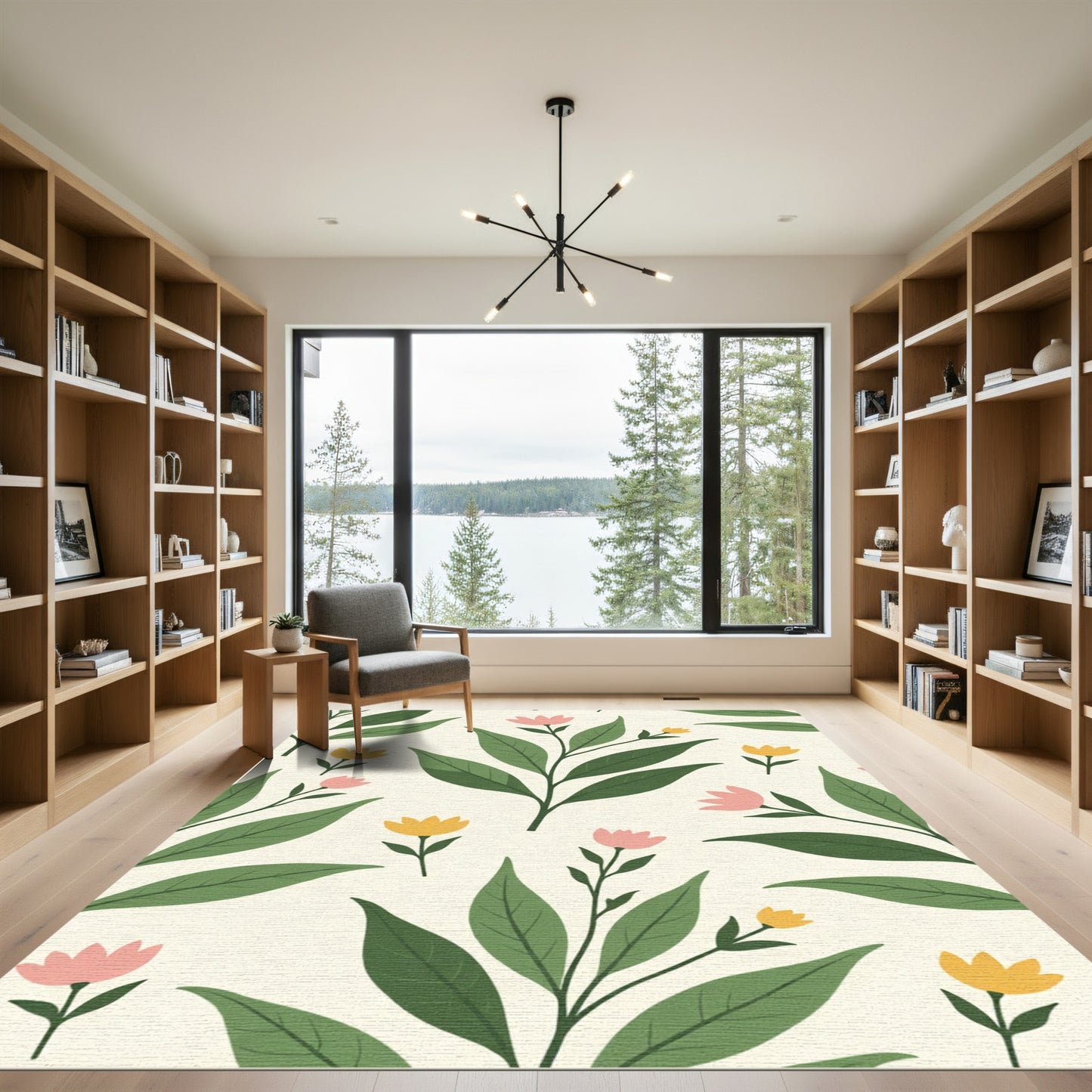 Spring Botanical Flowers Accent Rug