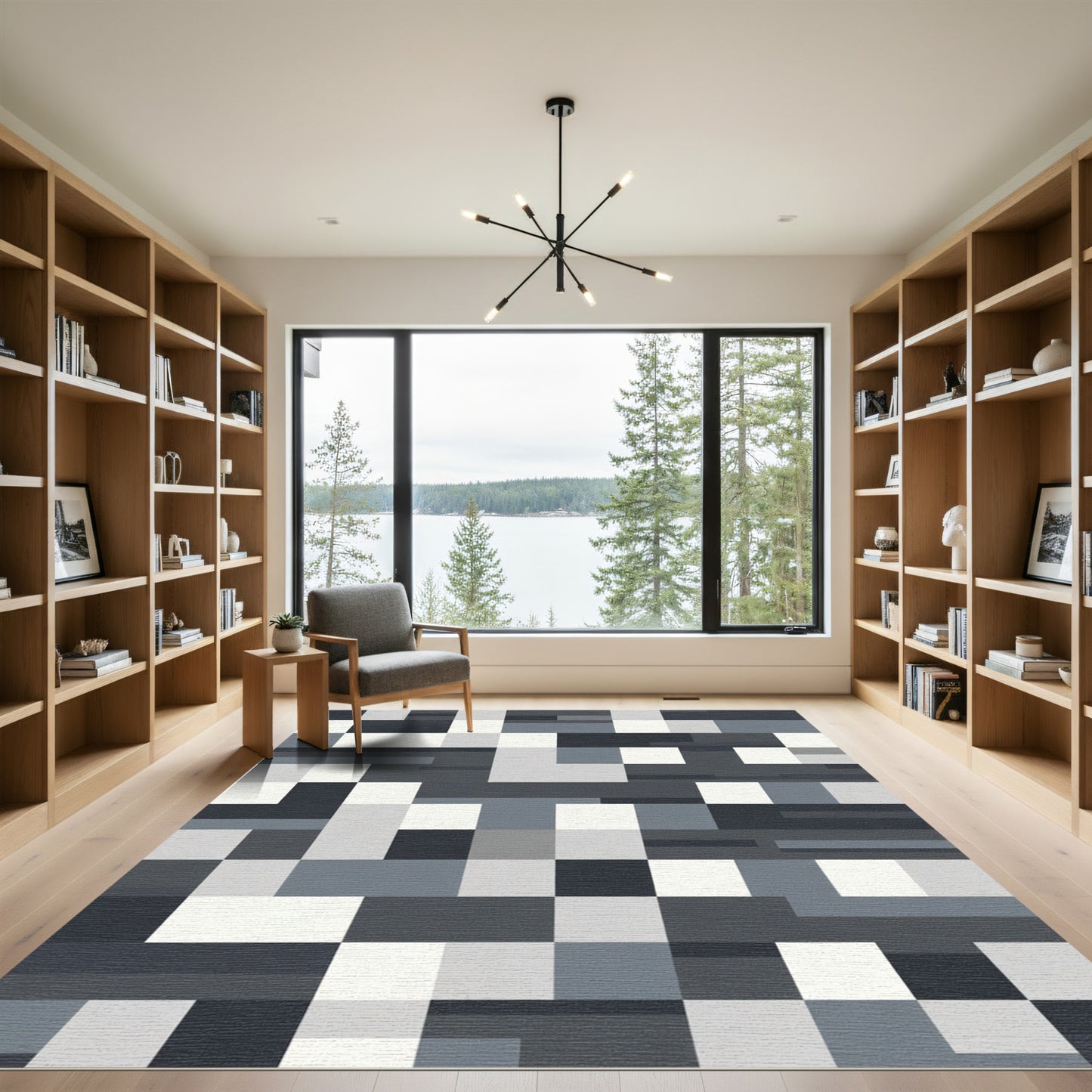 Monochromatic Abstract Geometric Blocks Rug