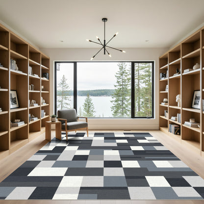 Monochromatic Abstract Geometric Blocks Rug