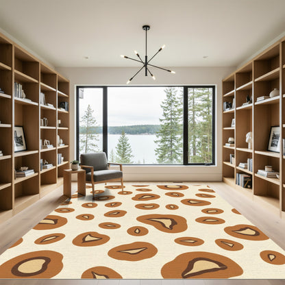 Brown Abstract Spots Modern Rug