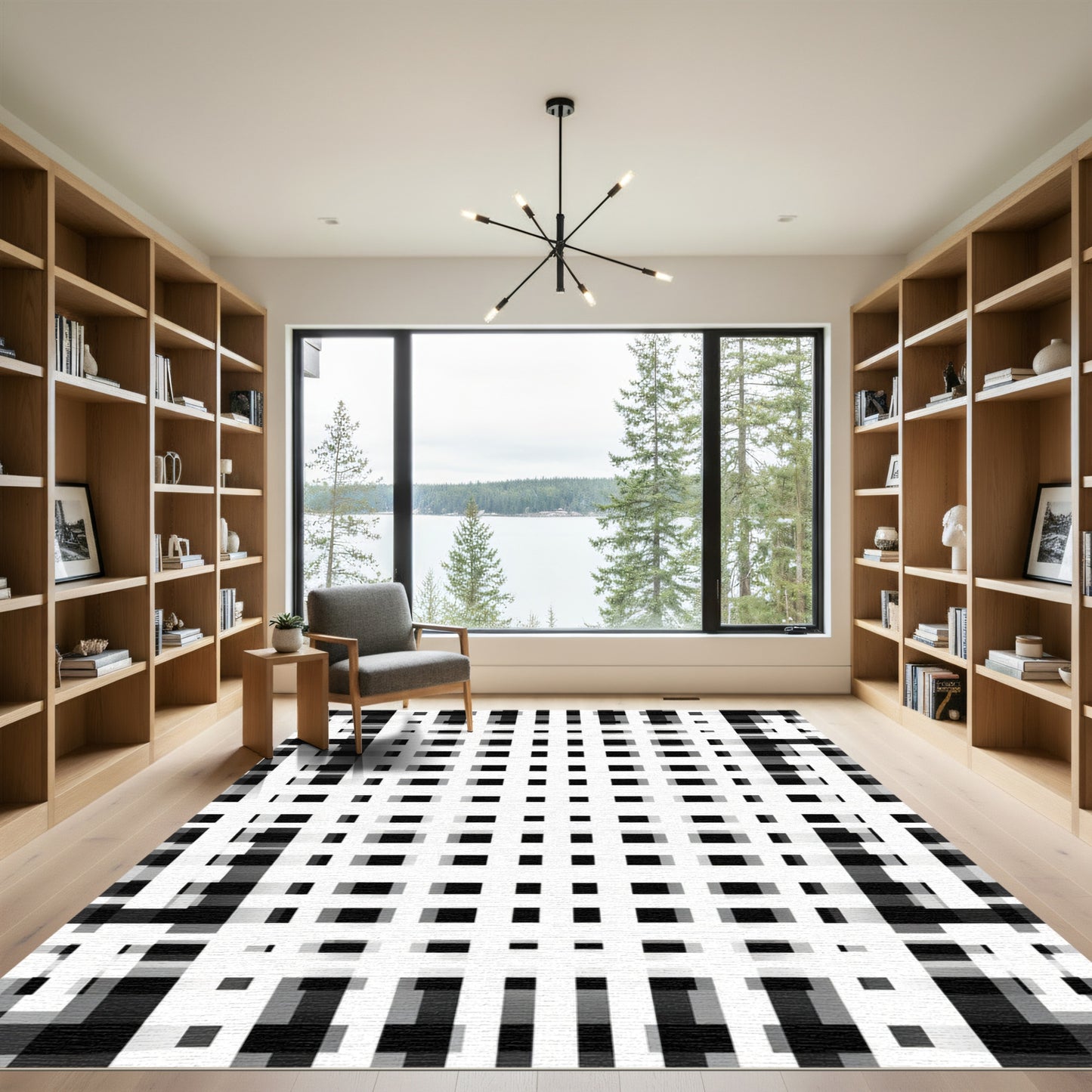Monochromatic Lattice Geometric Weave Rug