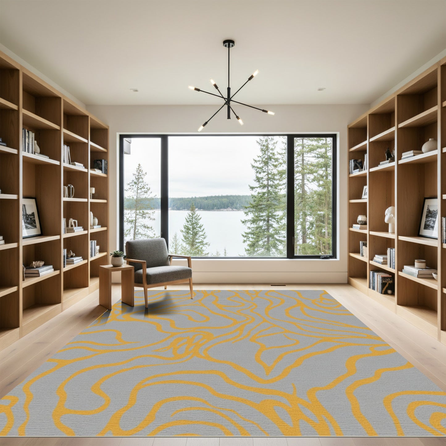Grey Amber Abstract Organic Swirl Rug