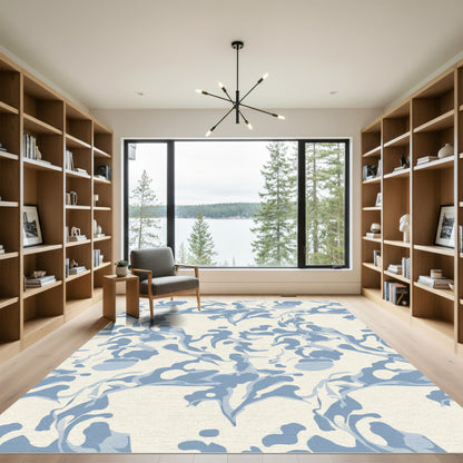 Abstract Blue Organic Flow Rug
