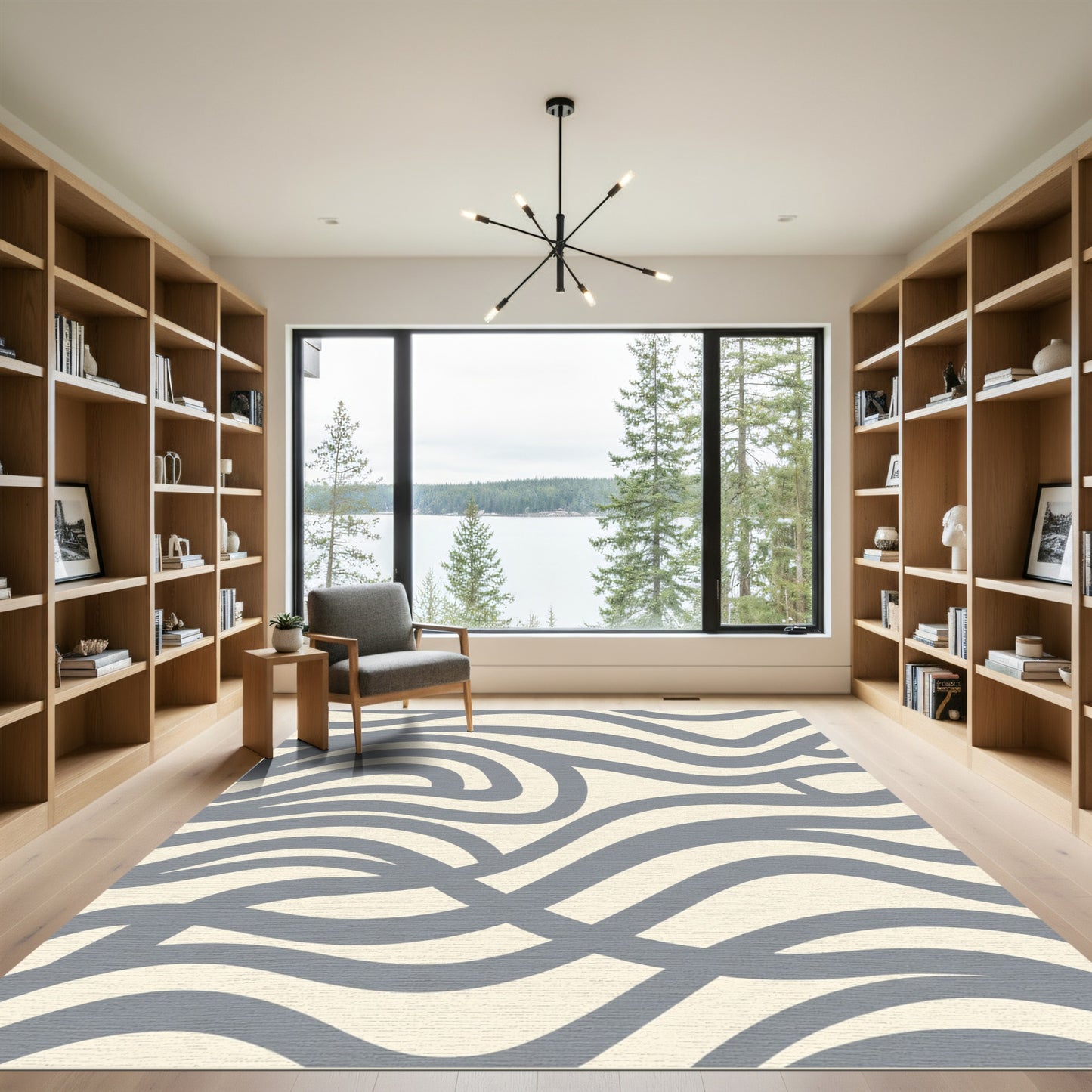 Cool Gray Swirling Lines Rug