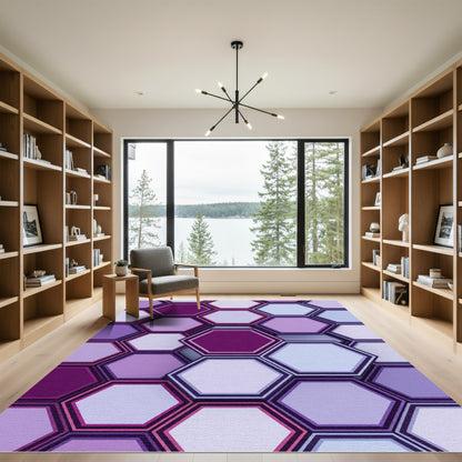 Geometric Hexagon Purple Violet Mosaic Rug