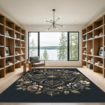 Antique Floral Metal Medallion Rug