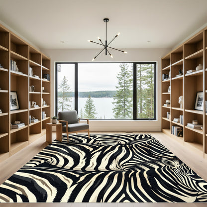 Black White Zebra Stripes Rug
