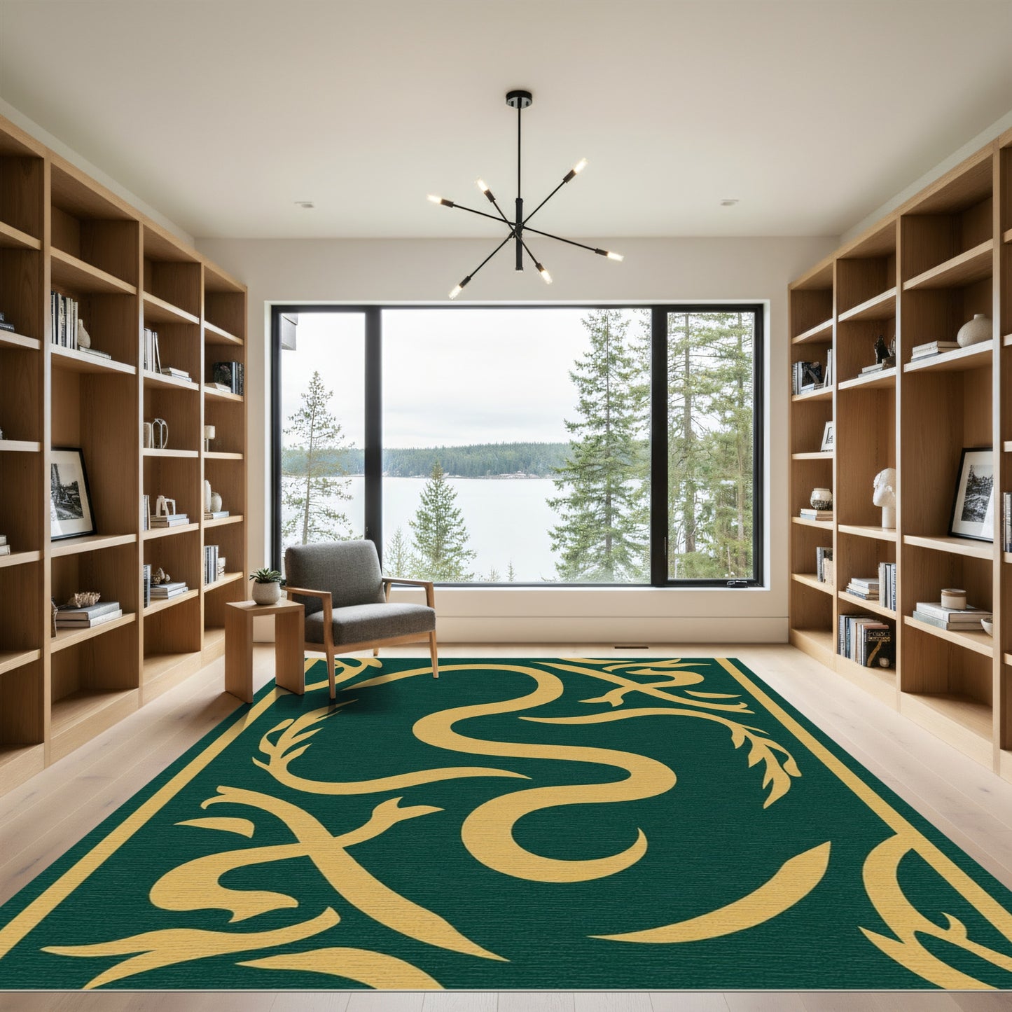 Deep Forest Gold Serpent Swirl Rug