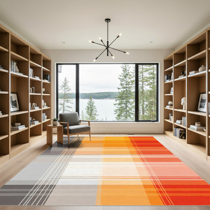 Vibrant Plaid Stripe Gradient Rug