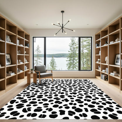 Black White Dalmation Spot Area Rug