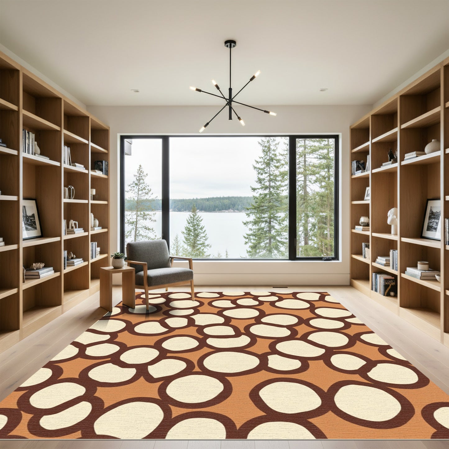 Brown Cream Organic Pebble Cluster Rug