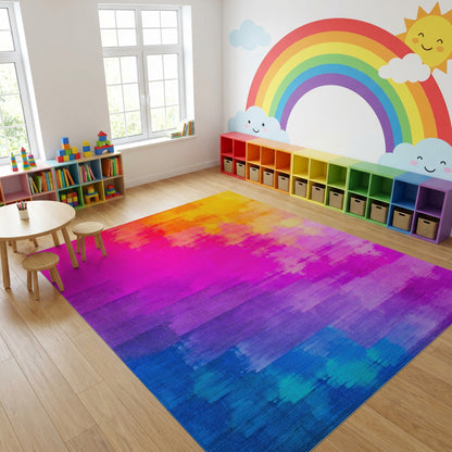 Vibrant Multicolor Brushstroke Striped Rug