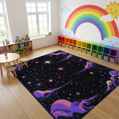 Cosmic Purple Stars Clouds Rug