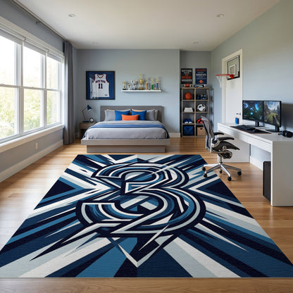 Navy White Bold 3 Geometric Rug