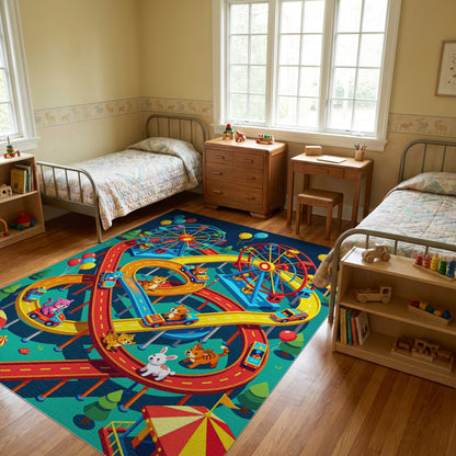 Colorful Carnival Animals Racing Rug