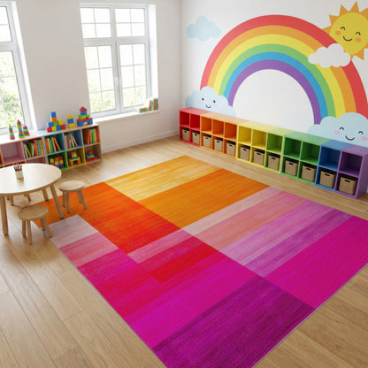 Vibrant Striped Color Block Modern Rug