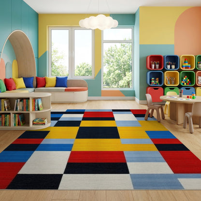 Abstract Geometric Color Block Rug