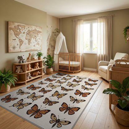 Warm Tones Butterfly Pattern Rug