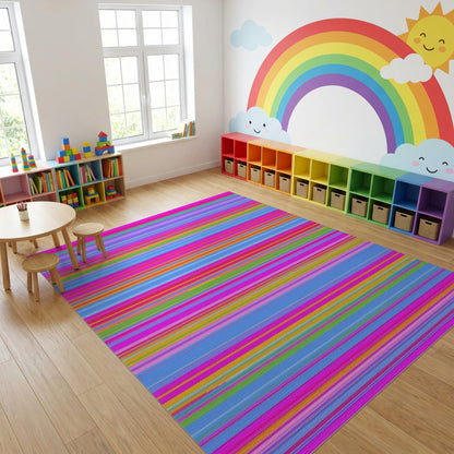 Vibrant Multicolor Horizontal Stripes Rug