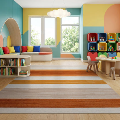 Modern Horizontal Warm Tones Rug