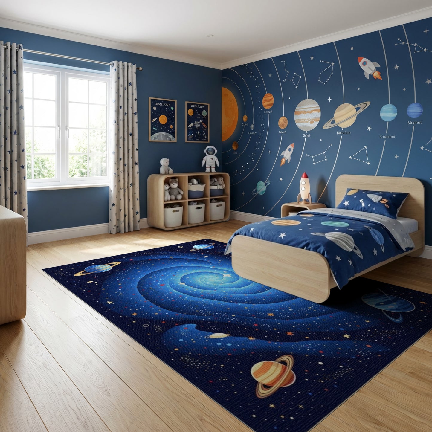Vibrant Blue Spiral Galaxy Cosmic Rug