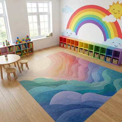 Radiant Gradient Wavy Clouds Rug