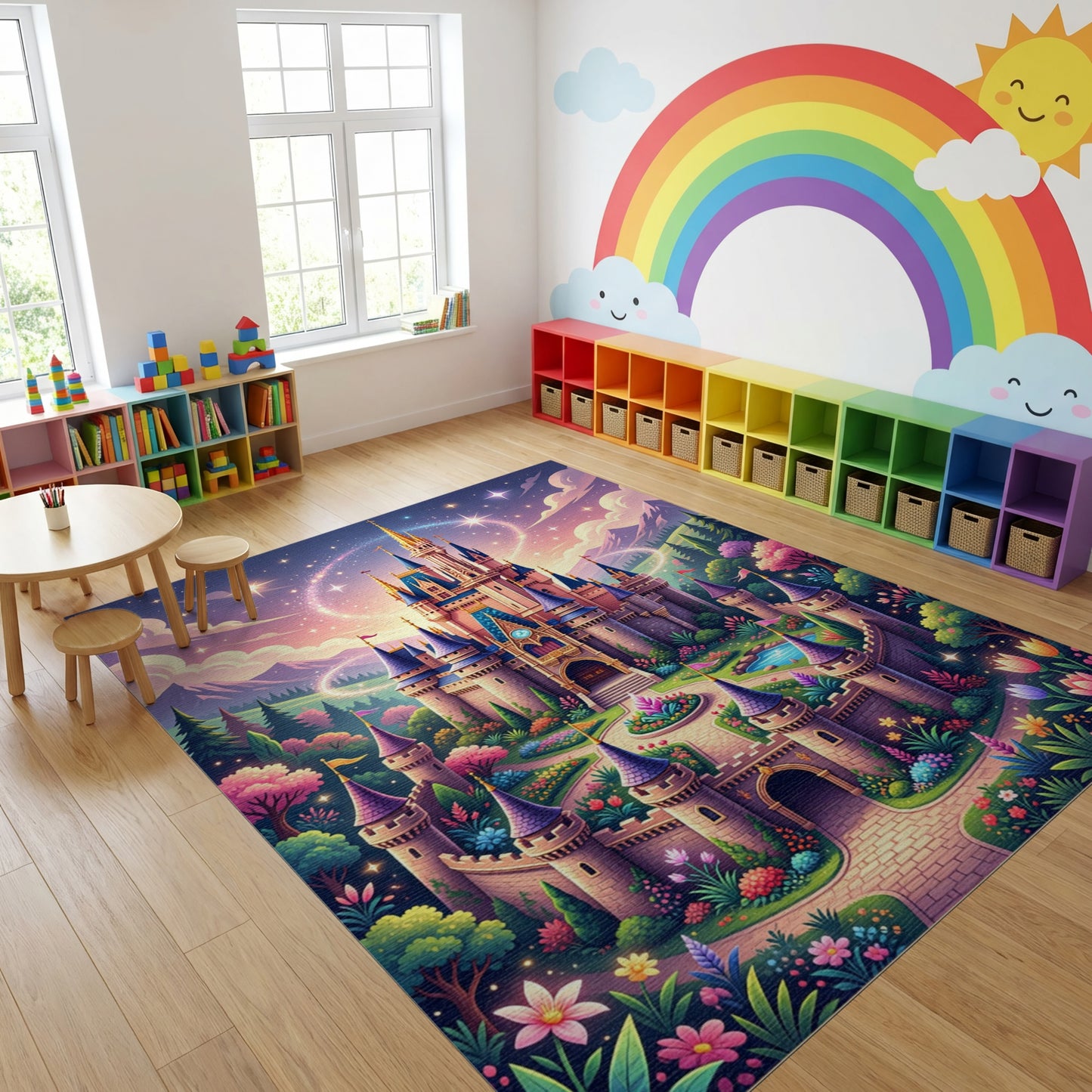 Whimsical Magical Castle Garden Rug