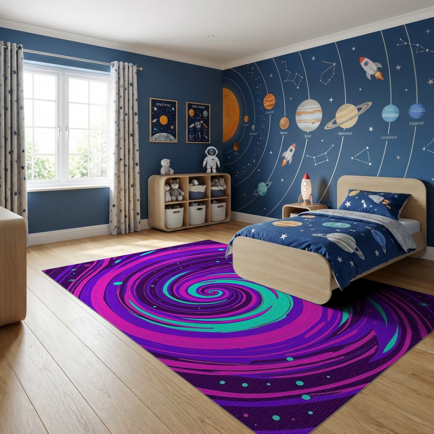 Psychedelic Pink Purple Teal Swirl Rug
