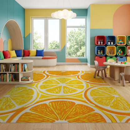 Vibrant Orange Slices Bold Pattern Rug
