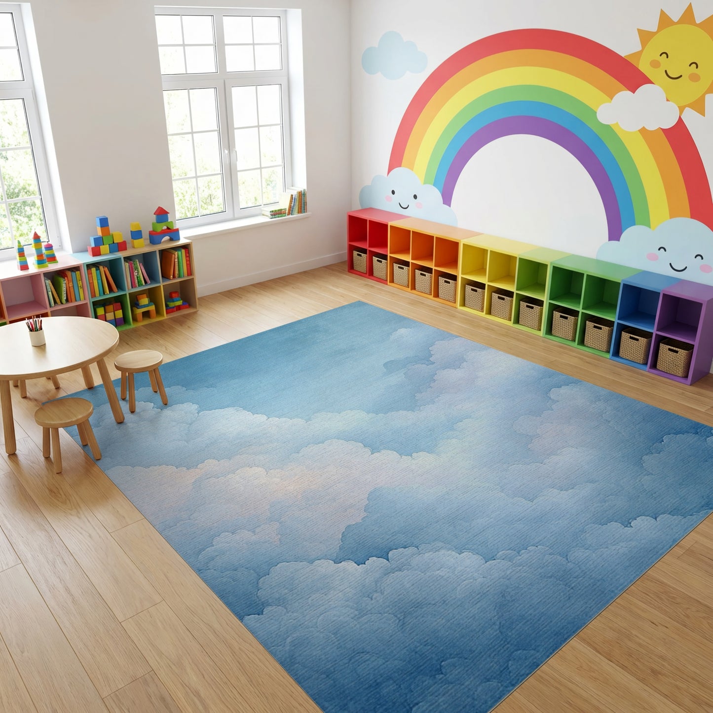 Ethereal Fluffy Blue Clouds Rug