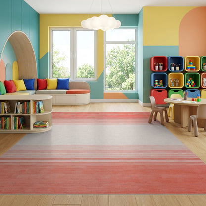 Modern Coral Gradient Stripes Rug