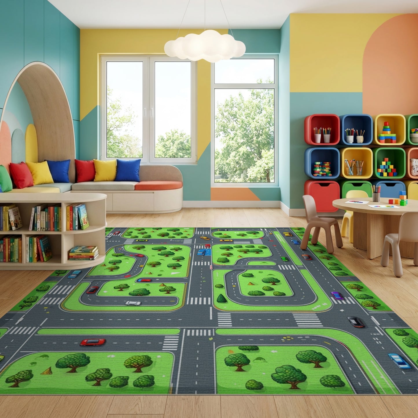 Playful City Road Map Rug