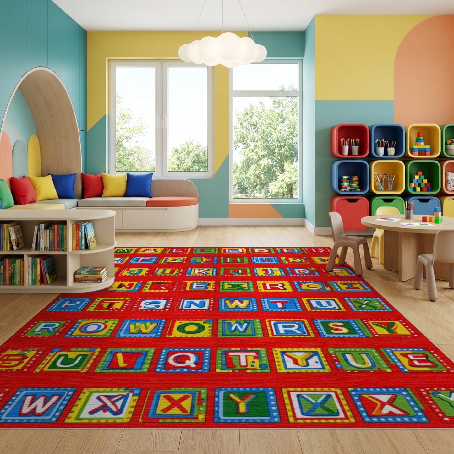 Vibrant Alphabet Block Letters Rug