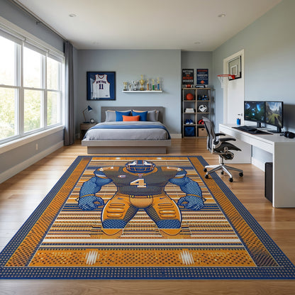 Bold Orange Navy Football Player 4 Rug