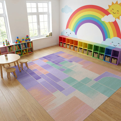 Modern Purple Orange Green Geometric Rug