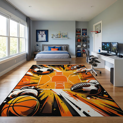 Explosive Soccer Basketball Football Hoop Rug