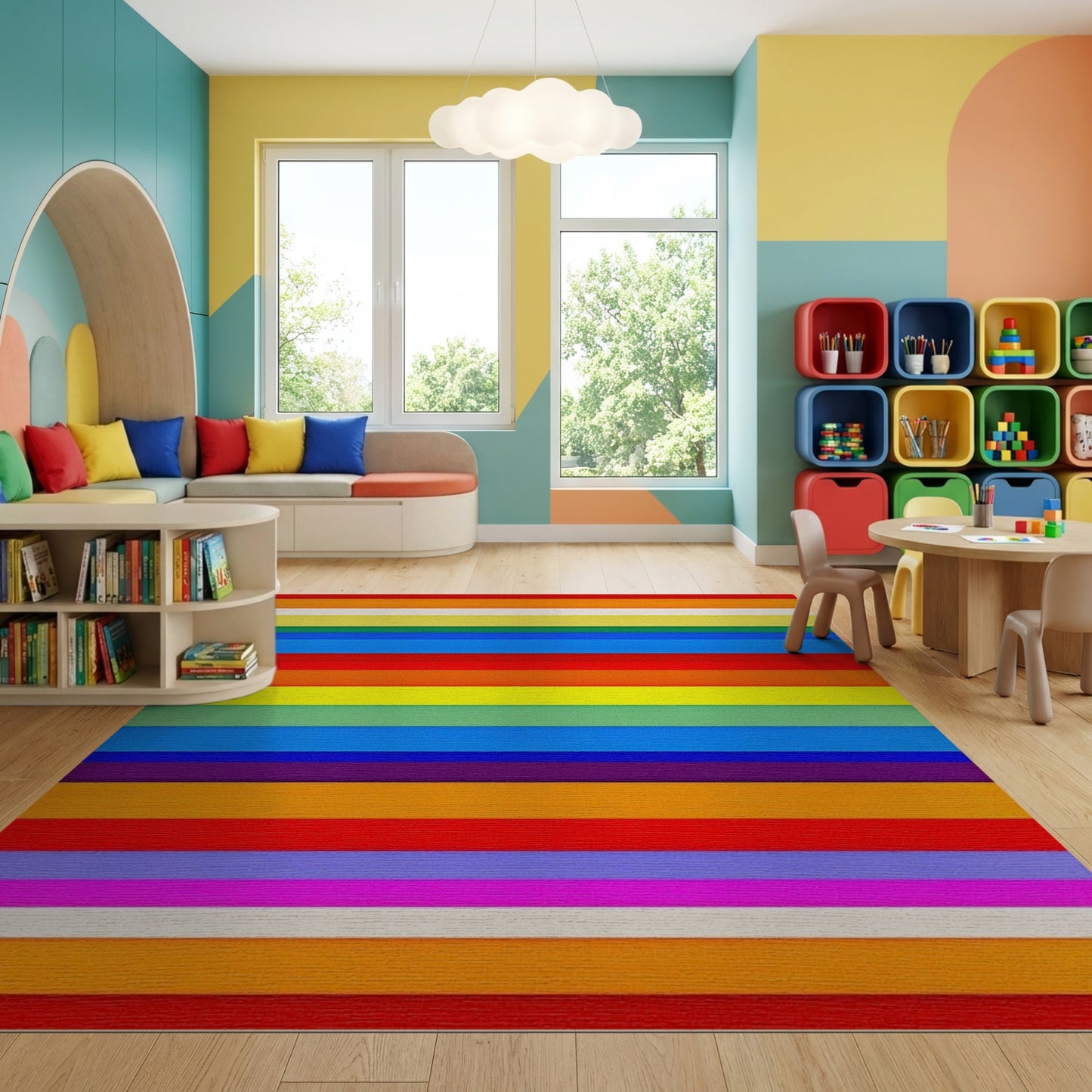 Vibrant Multicolor Horizontal Stripes Rug 2