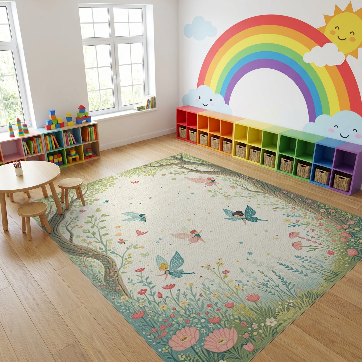 Whimsical Pastel Fairy Forest Rug